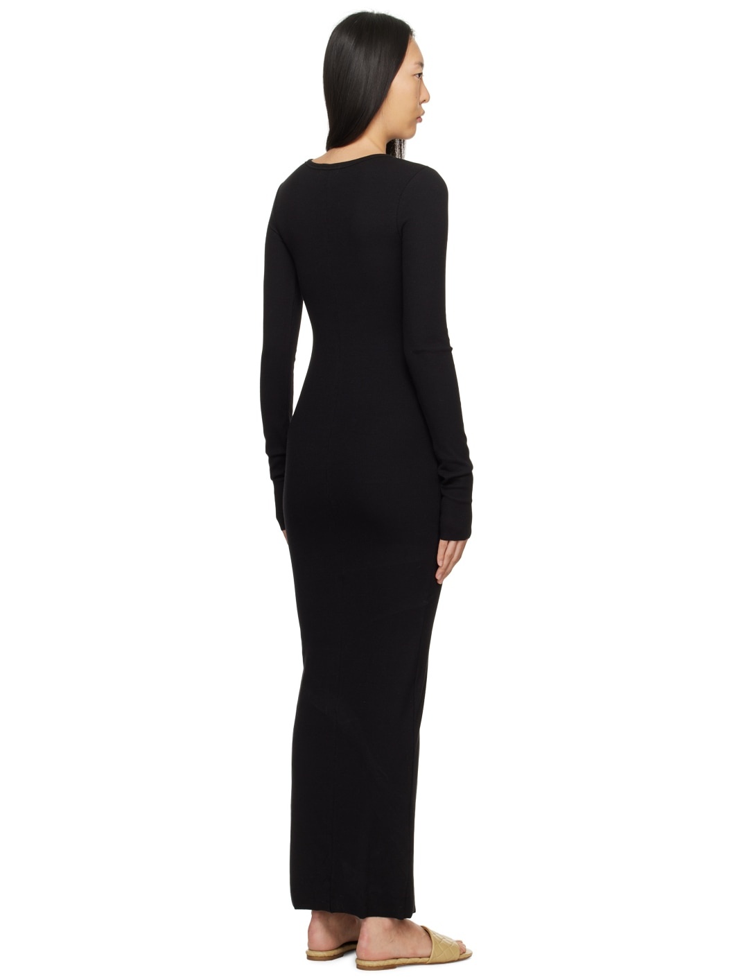 Black Crewneck Maxi Dress - 3