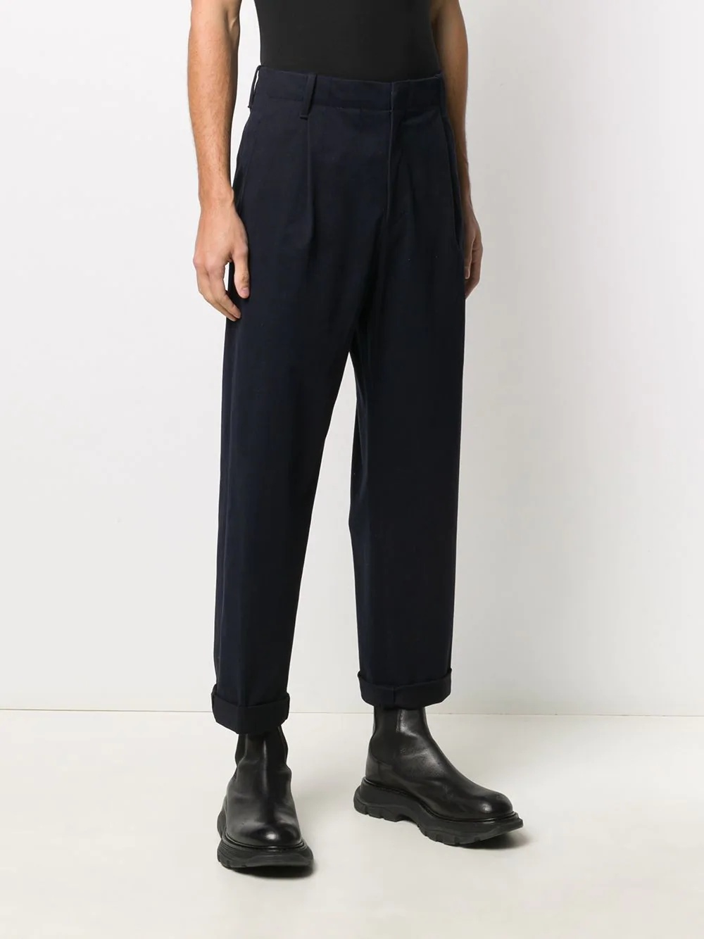 straight-leg cotton trousers - 3