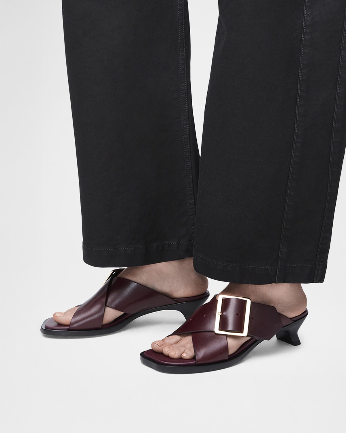 Loewe Petal Leather Buckle Slide Sandals | neimanmarcus
