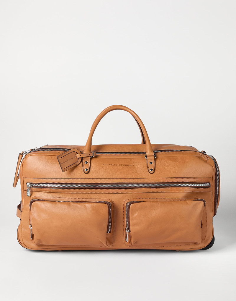 Cowhide trolley bag 1