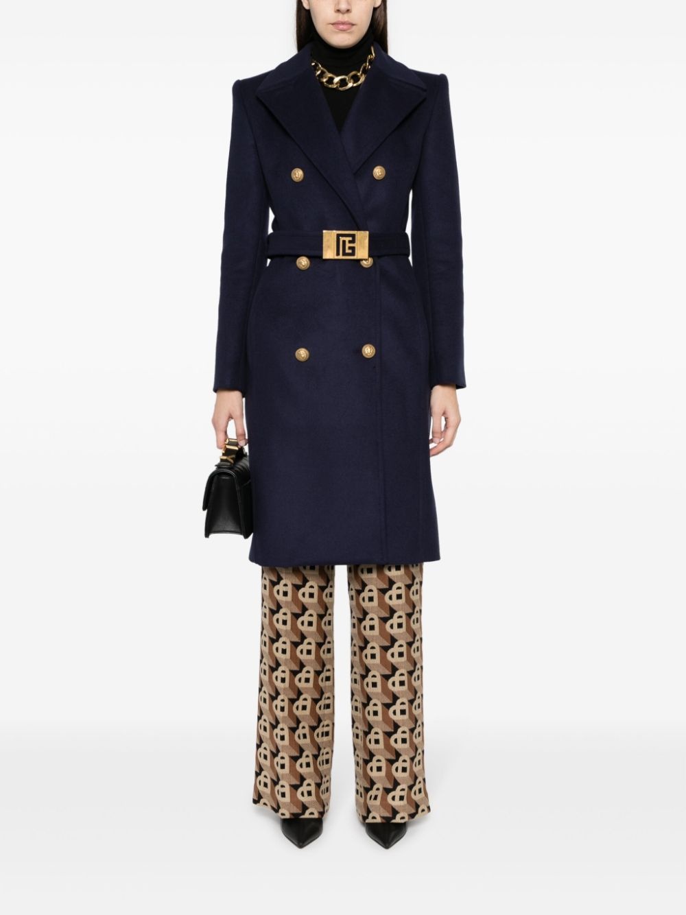 belted double-breasted wool coat - 2