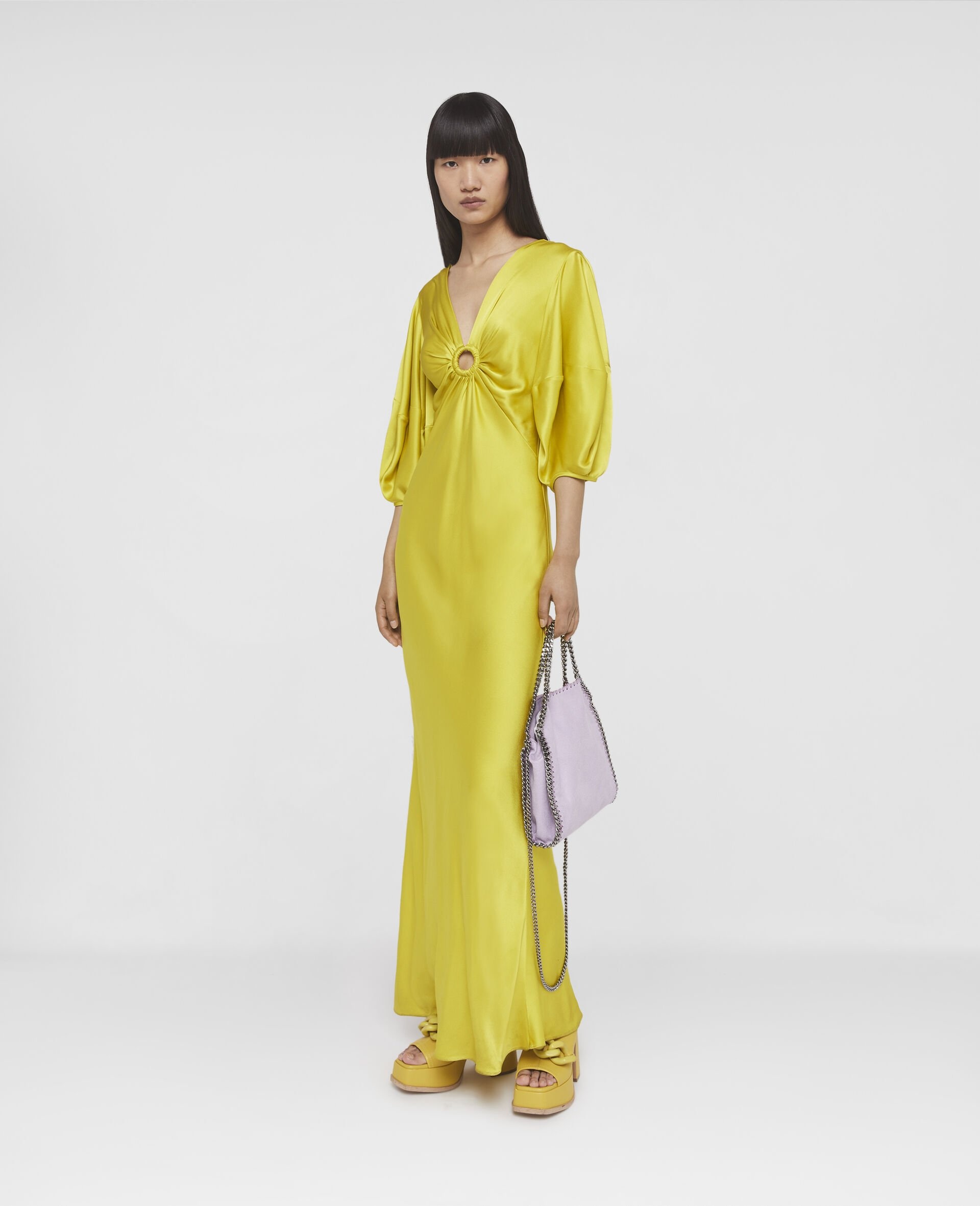 STELLA MCCARTNEY ワンピース Deep V-neck satin maxi 772265 Deep V-neck satin maxi dress in green - Stella Mc Cartney