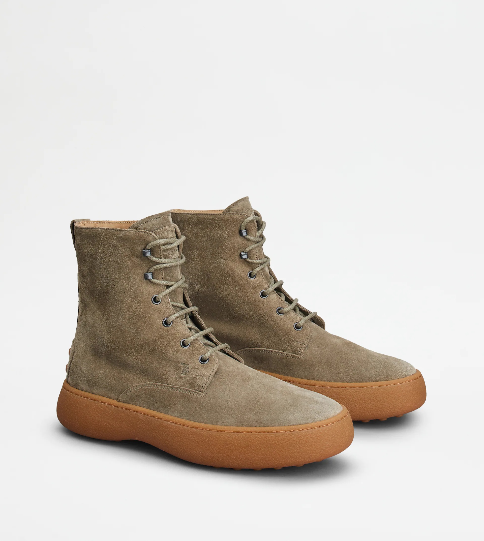 TOD'S W. G. LACE-UP ANKLE BOOTS IN SUEDE - BEIGE - 3