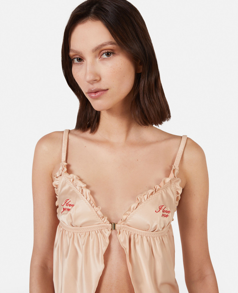 'Love You' Embroidery Satin Flounce Camisole 4