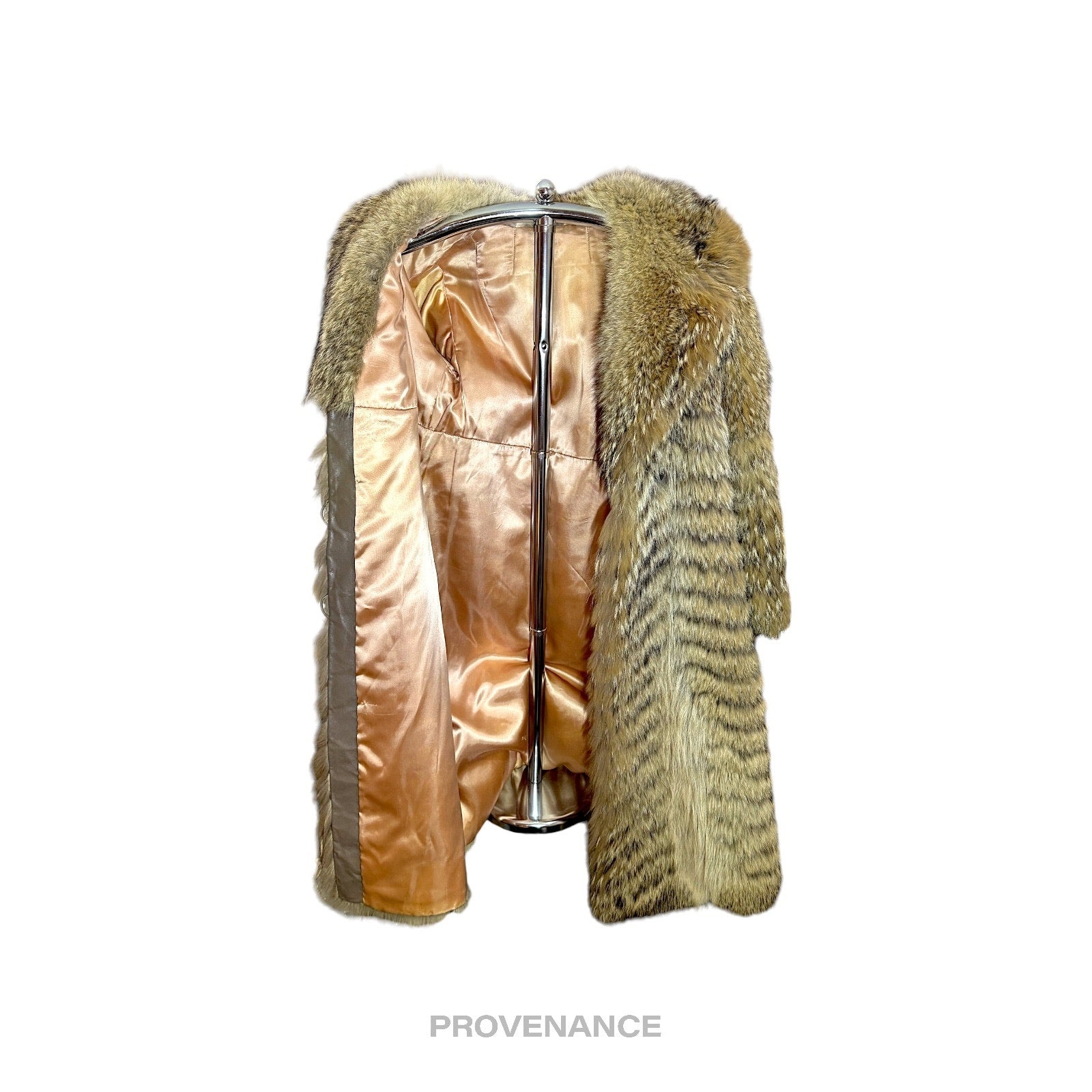 Coyote - Coyote Full-Length Fur Coat - Brown Herringbone - 2