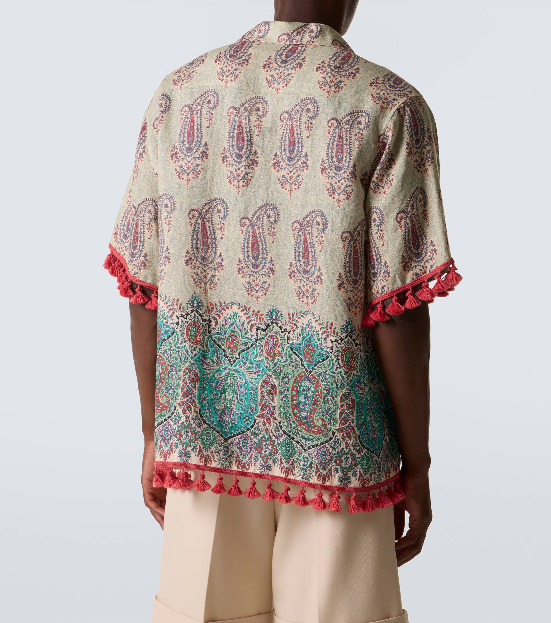 Paisley linen bowling shirt - 4