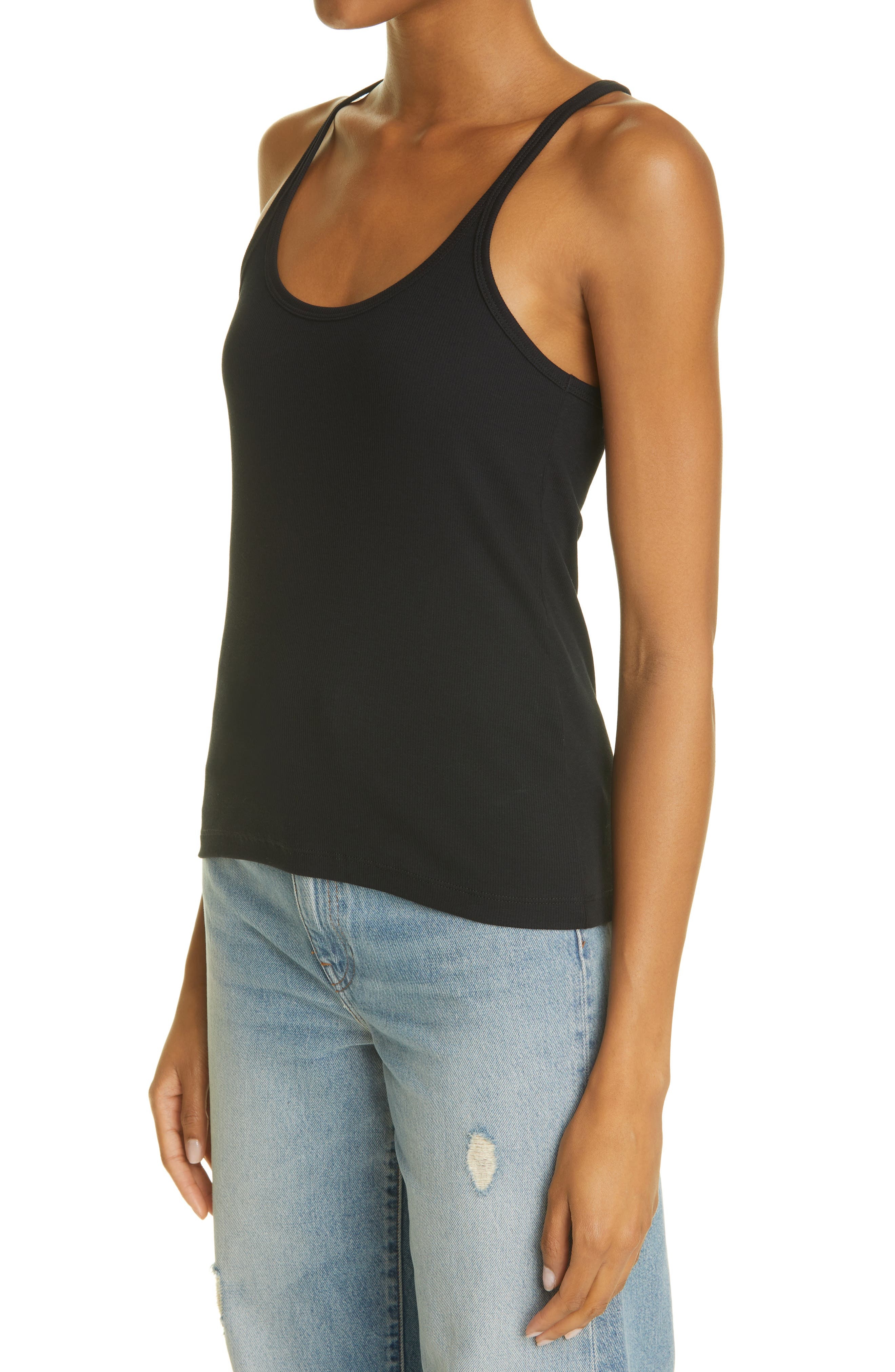 TOTEME Women's Rib Stretch Organic Cotton Tank in Black at Nordstrom - 4
