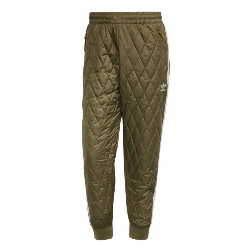 Men's adidas originals Embroidered Logo Stripe Design Casual Sports Pants/Trousers/Joggers Olive Gre - 1