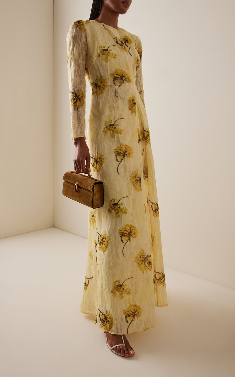 EMILIA WICKSTEAD Desiderio Printed Chiffon Gown yellow outlook