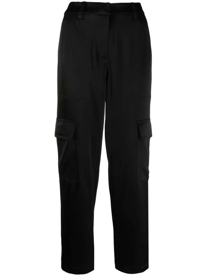 satin-finish tapered-leg trousers 1