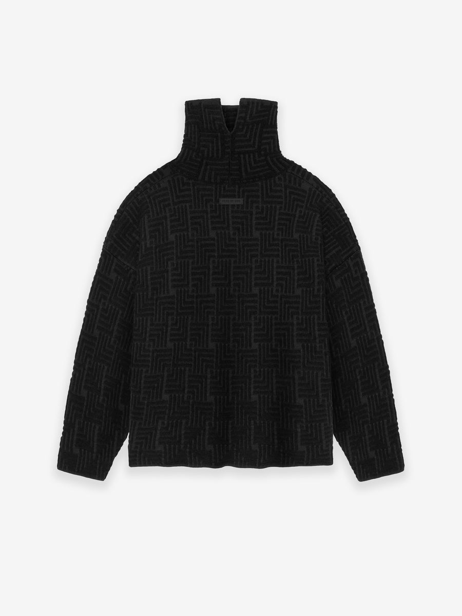 Wool Jacquard High Neck Sweater - 2