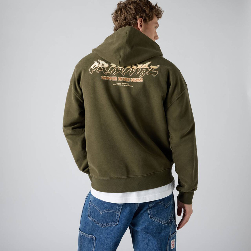 TWO HORSE BOXY GRUNGE WASH HOODIE SWEATSHIRT 1