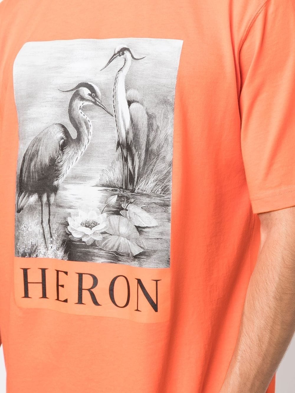 Heron print crew neck T-shirt - 5