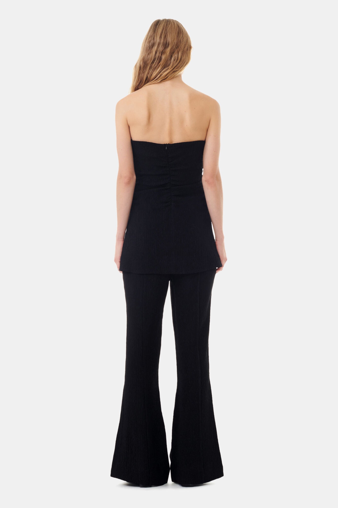 BLACK VISCOSE STRETCH FLARED PANTS - 4