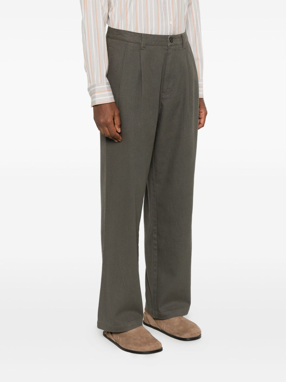 cotton wide-leg trousers - 3