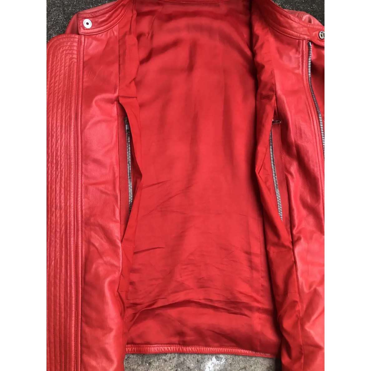 Rick Owens Walrus Intarsia Leather Jacket - 50 Red - 7