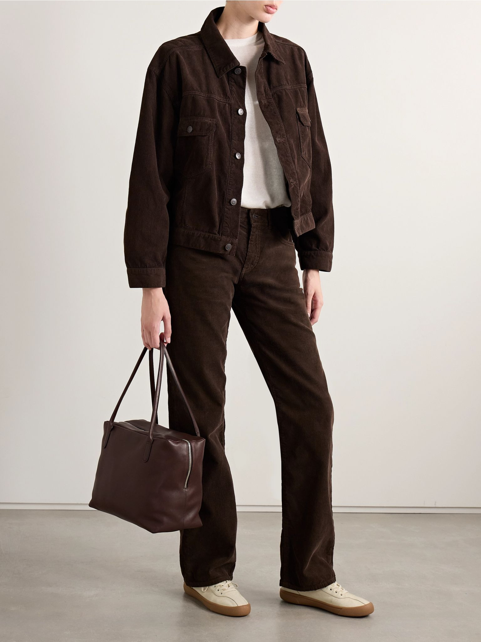 Carlyl cotton-corduroy straight leg pants Brown - 2