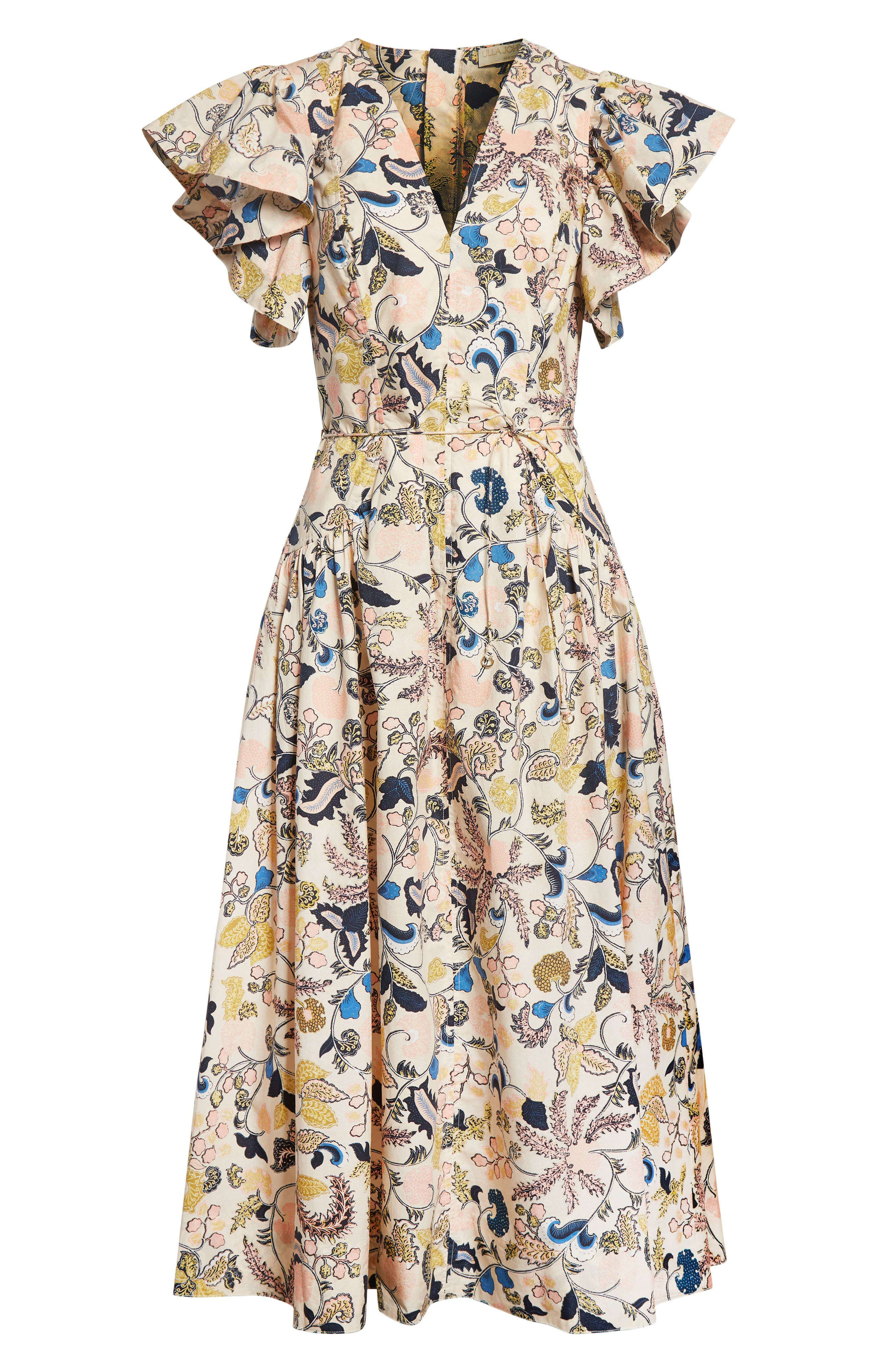 Ulla Johnson Darya Paisley Floral Flutter Sleeve Cotton Dress in Magnolia at Nordstrom - 5