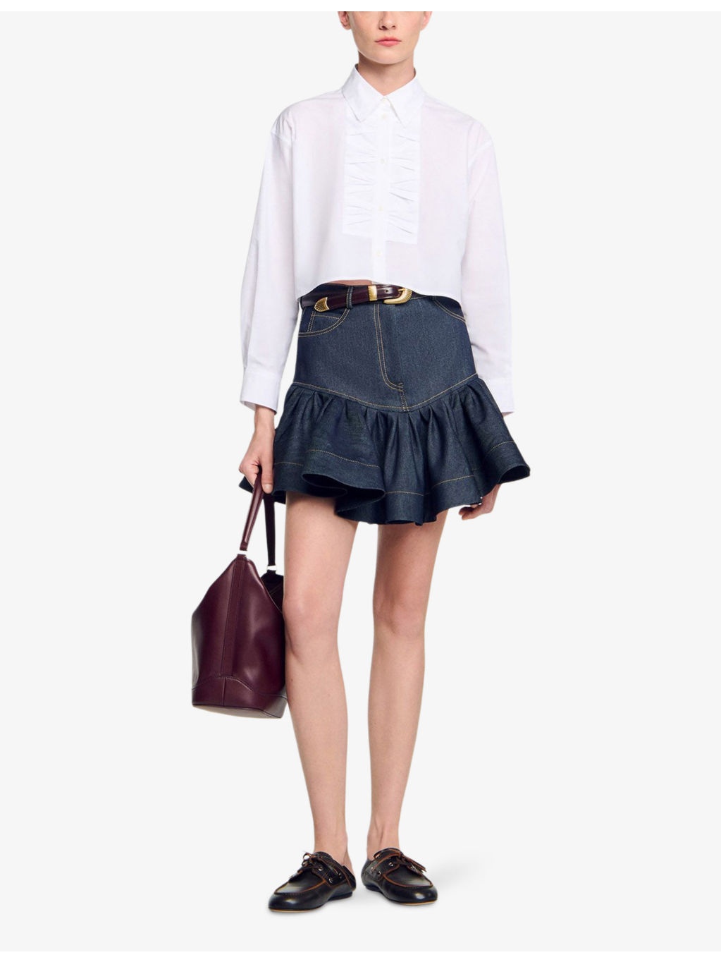 Bow-Embellished Cropped Cotton Shirt - 2
