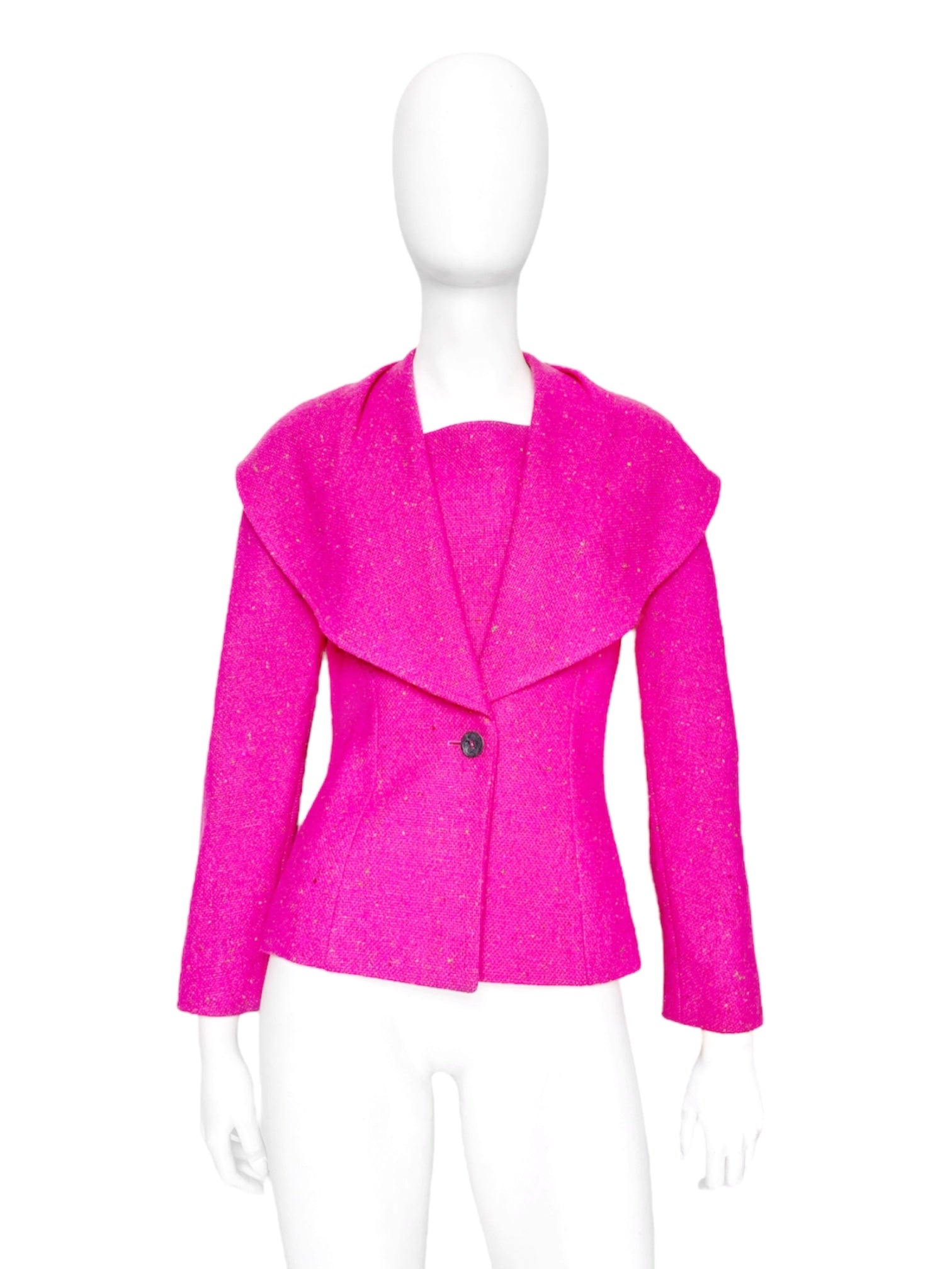 Christian Dior Fall 1998 John Galliano Candy Fuchsia Oversized Lapel Bar Jacket - 3