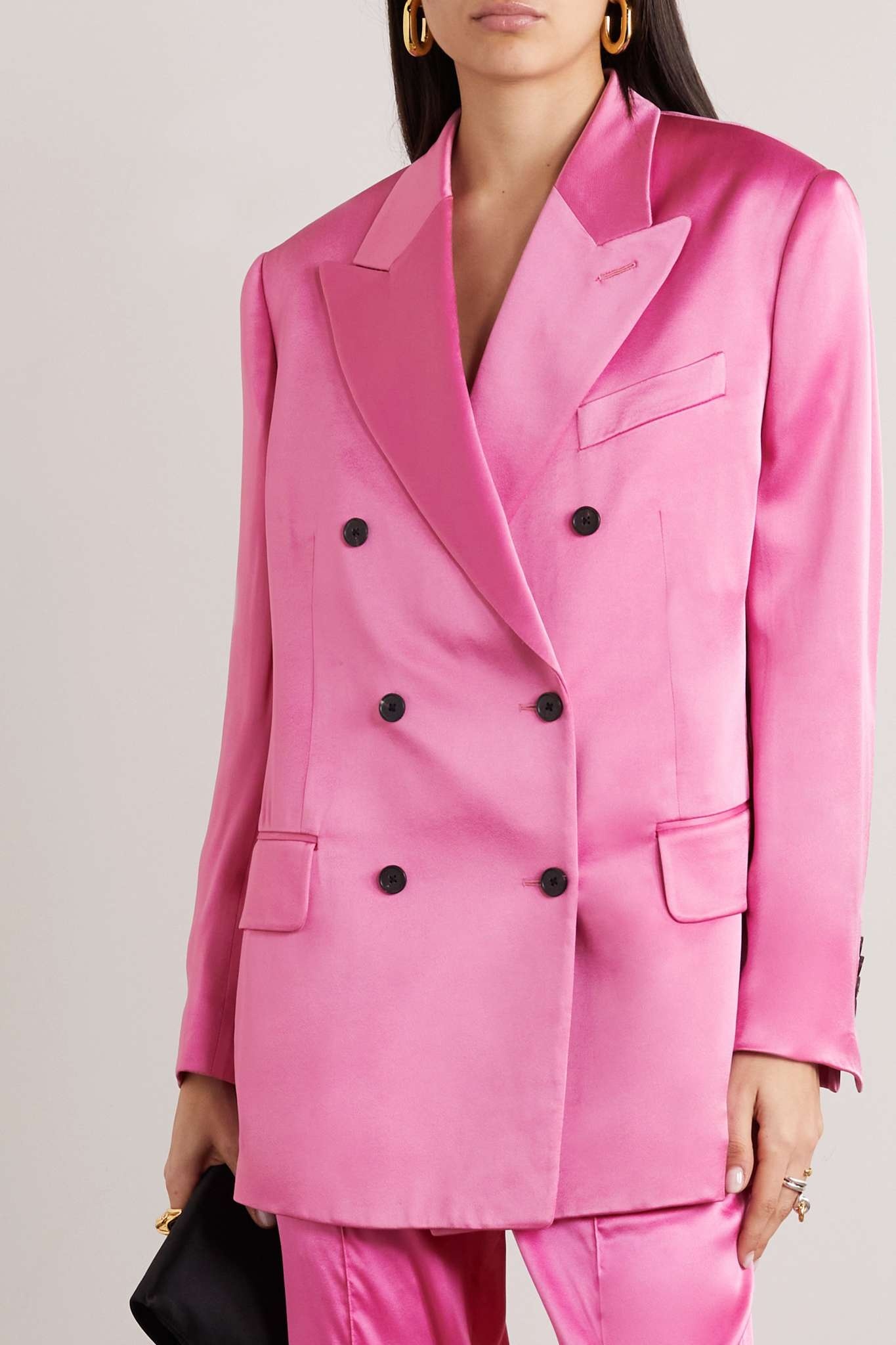Double-breasted satin blazer - 3