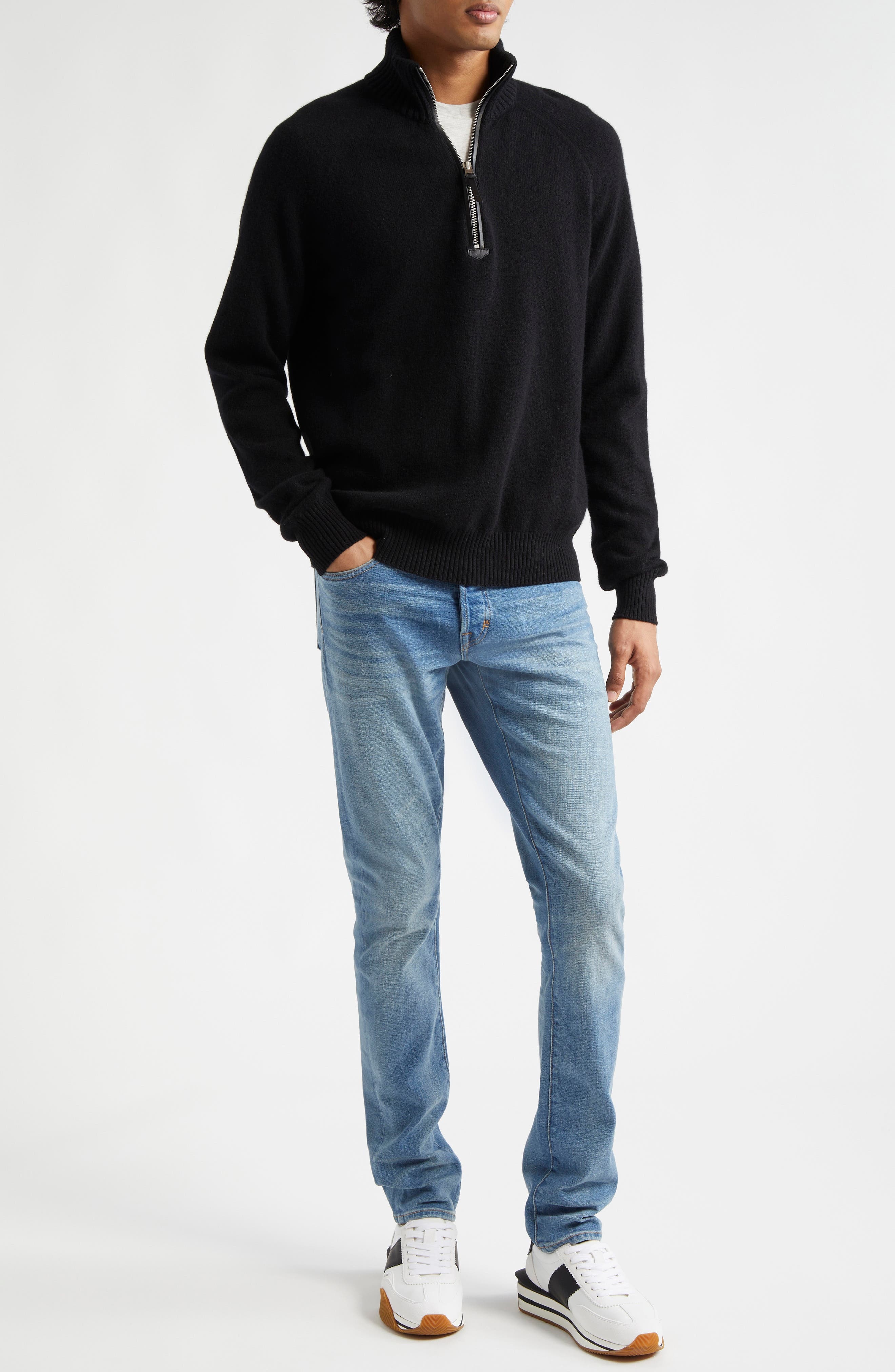 Lambswool & Cashmere Half Zip Sweater - 2