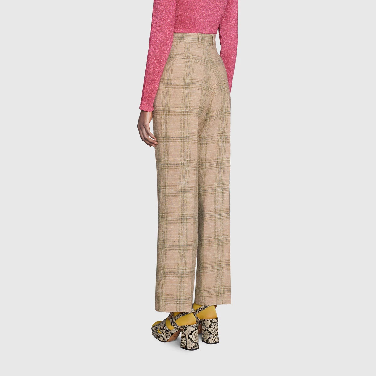 Check linen pant - 4