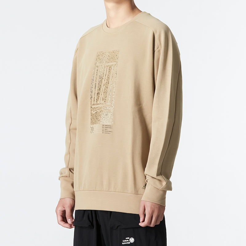 Men's adidas Wj Logo Swt Athleisure Casual Sports Round Neck Pullover Solid Color Khaki HM2947 - 5