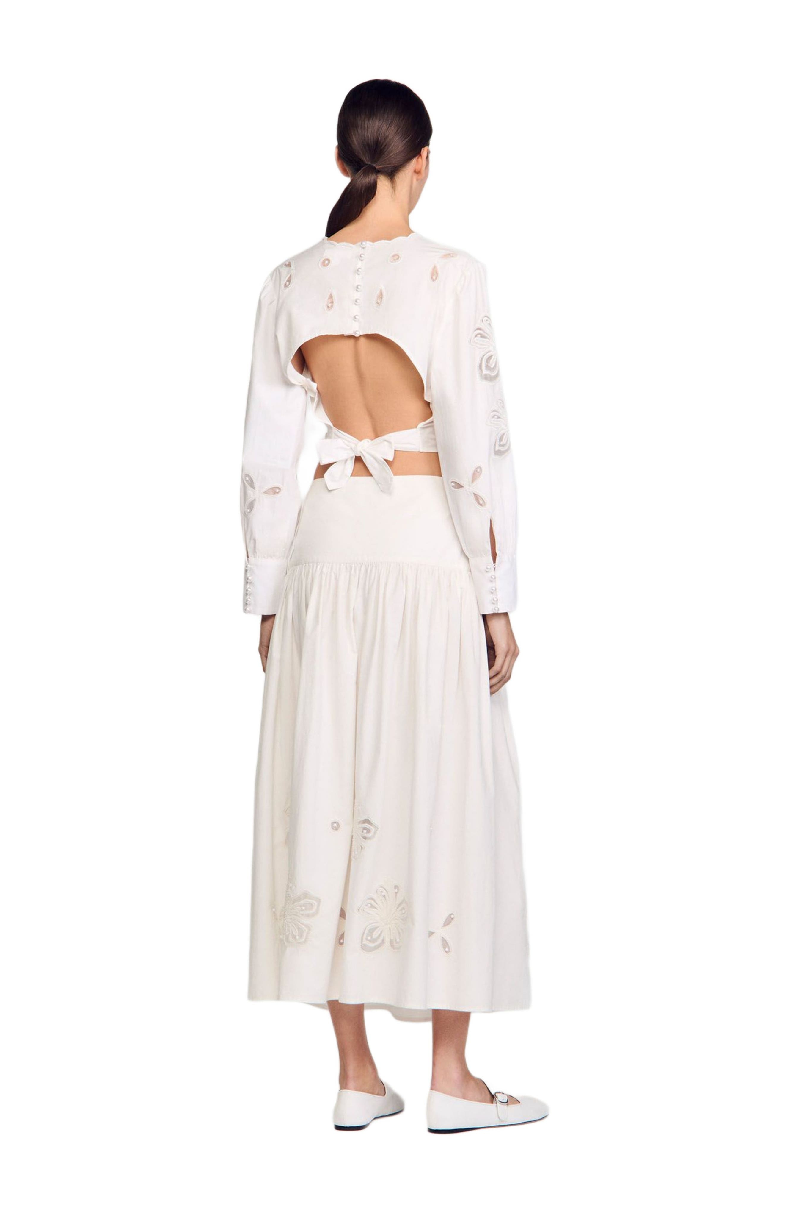 SANDRO Long poplin skirt in Ecru at Nordstrom - 2
