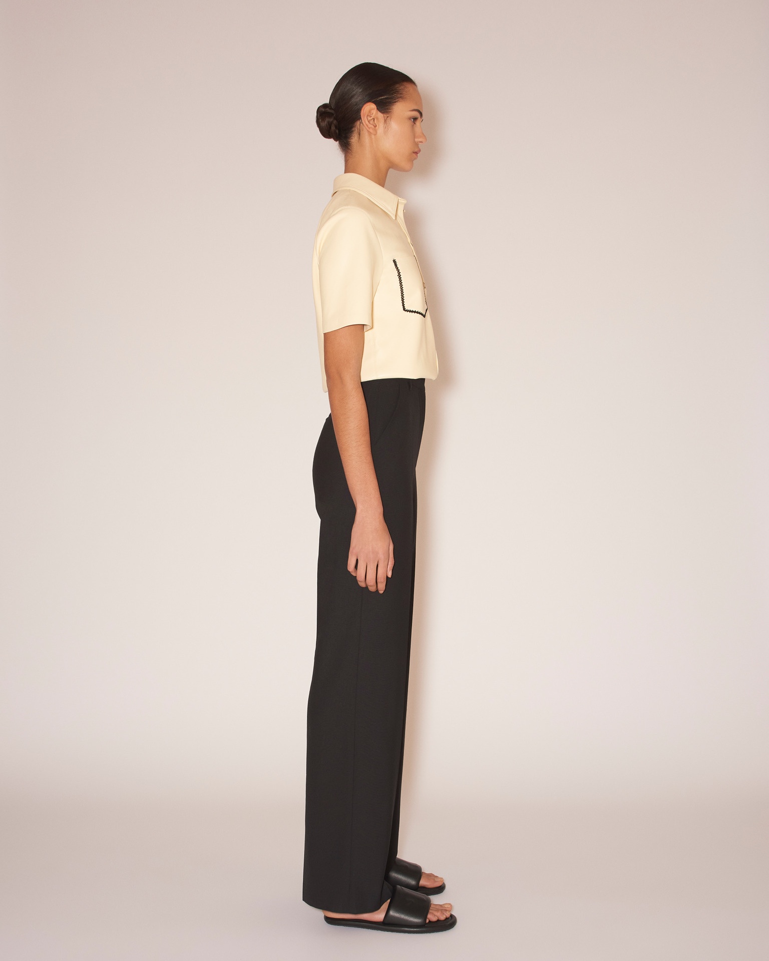 ELAINA - Summer suiting wide-leg trousers - Black - 5