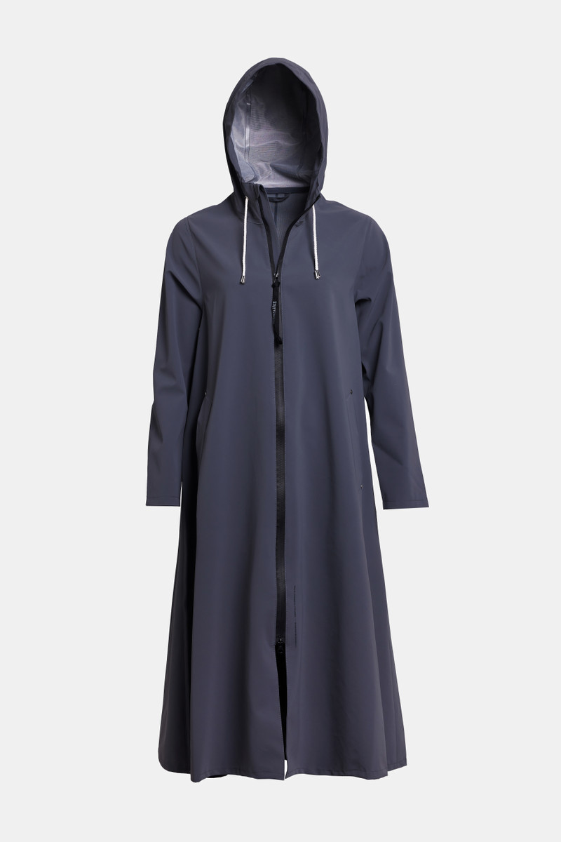 Mosebacke Long Lightweight Zip Matte Raincoat Metal 4