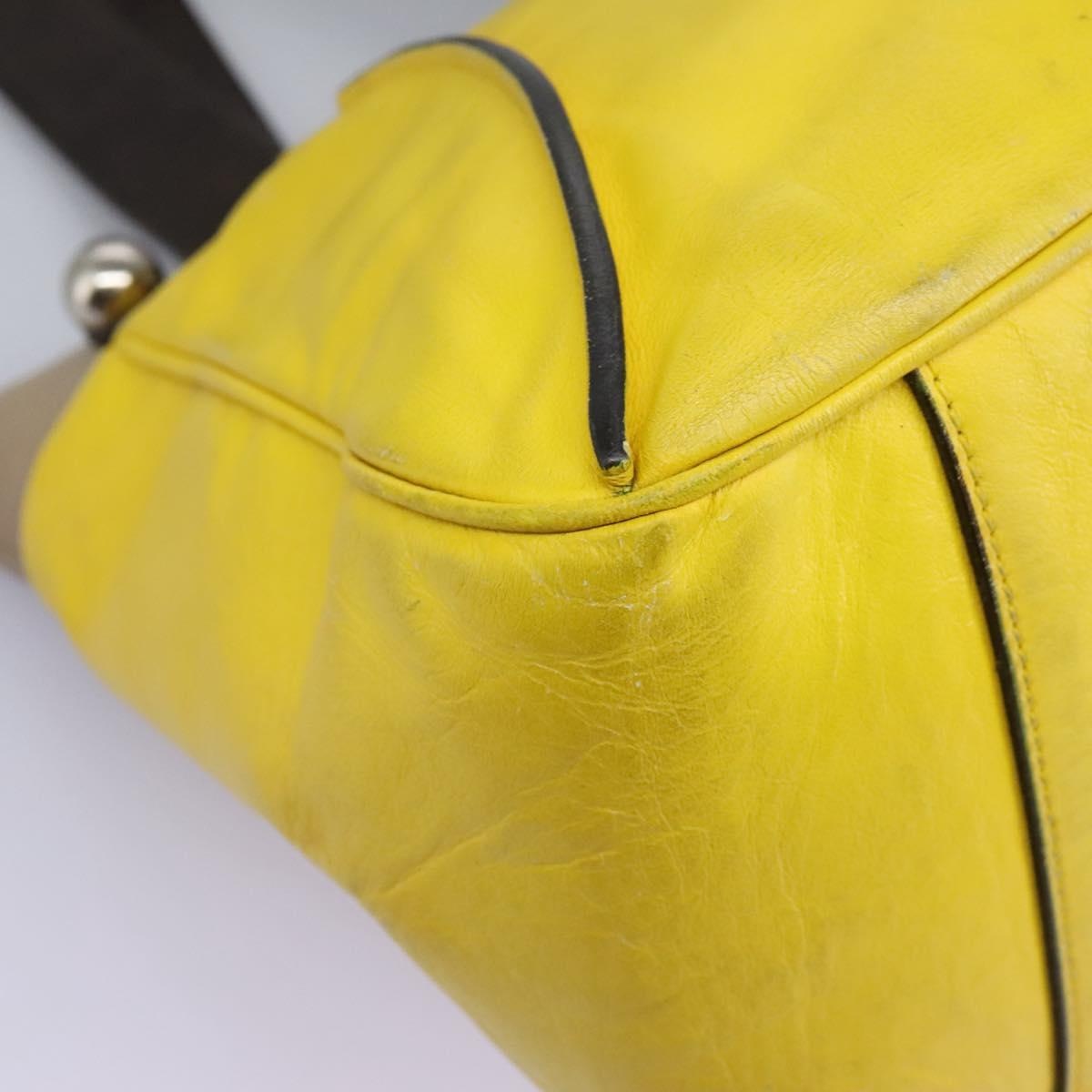 CELINE Hand Bag Leather Yellow Brown Silver - 8