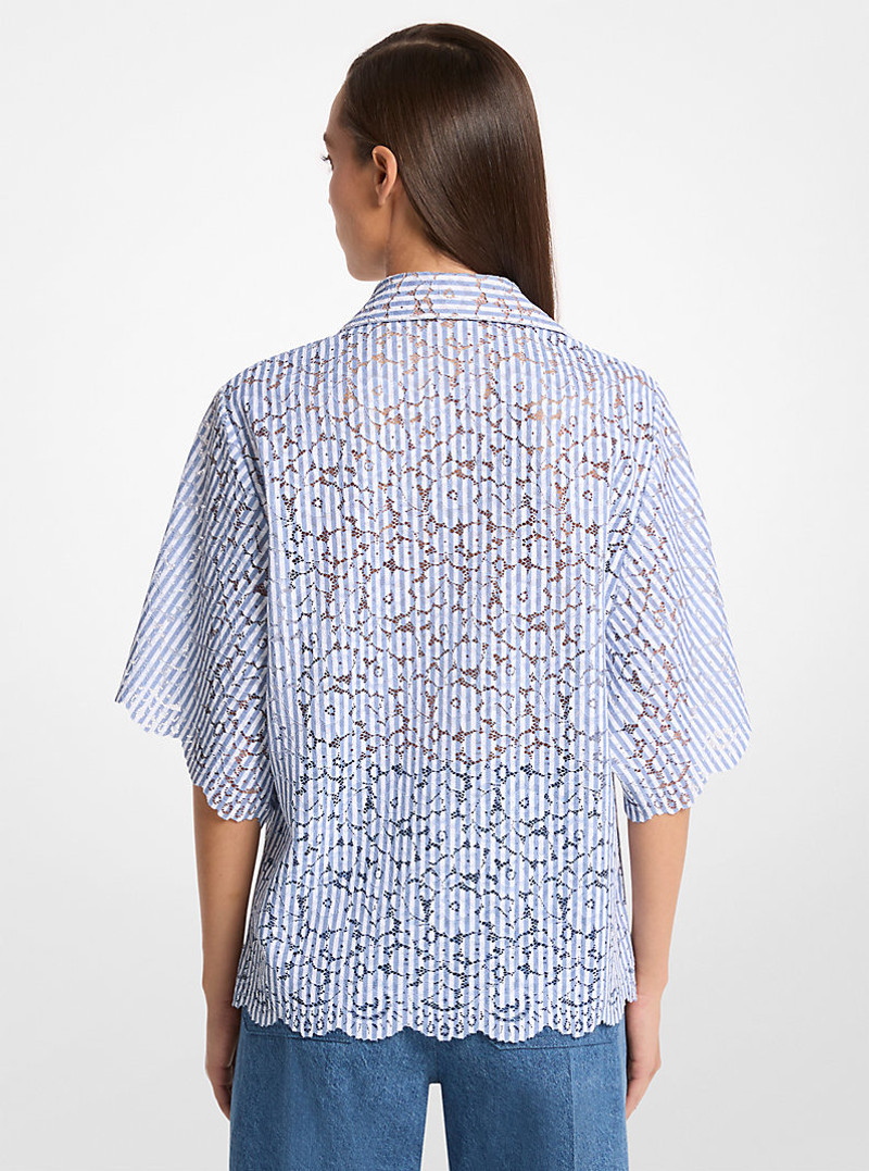 MICHAEL KORS COLLECTION Striped Floral Lace Shirt outlook