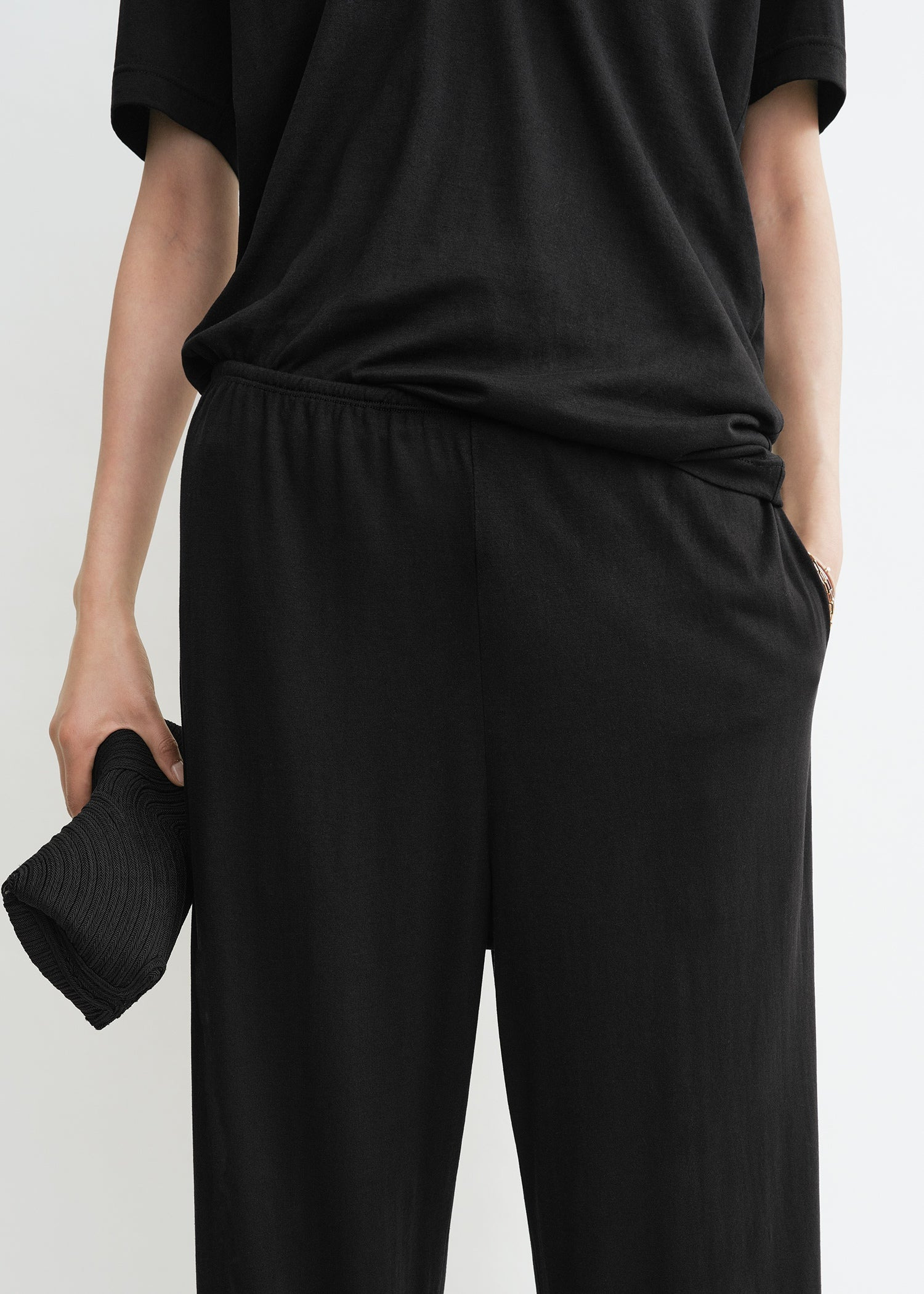 Cotton silk pj bottoms black - 5