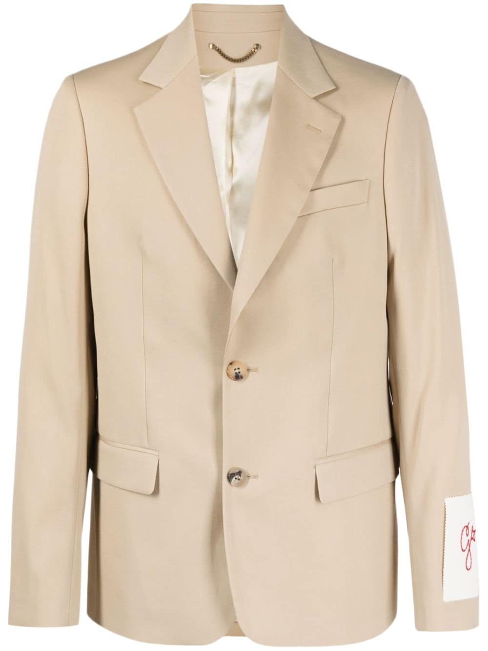 logo-patch virgin-wool blazer - 1
