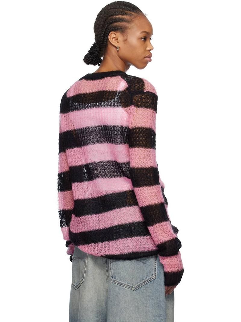 Pink & Black Striped Knit Sweater 3