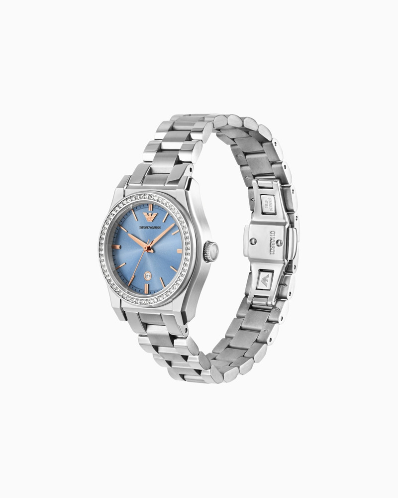 EMPORIO ARMANI THREE-HAND DATE STAINLESS STEEL WATCH outlook