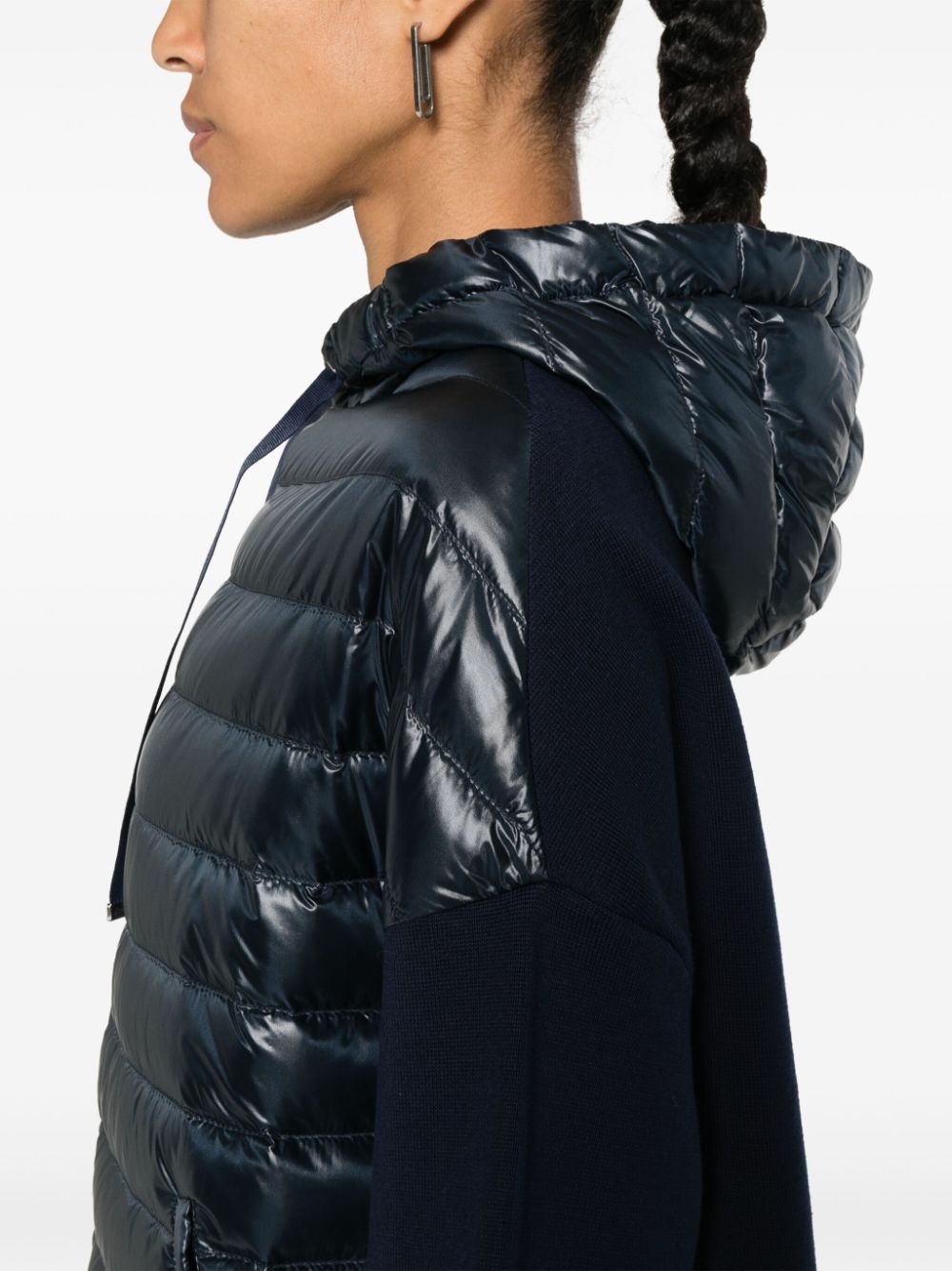 knitted-panels hooded puffer jacket - 5