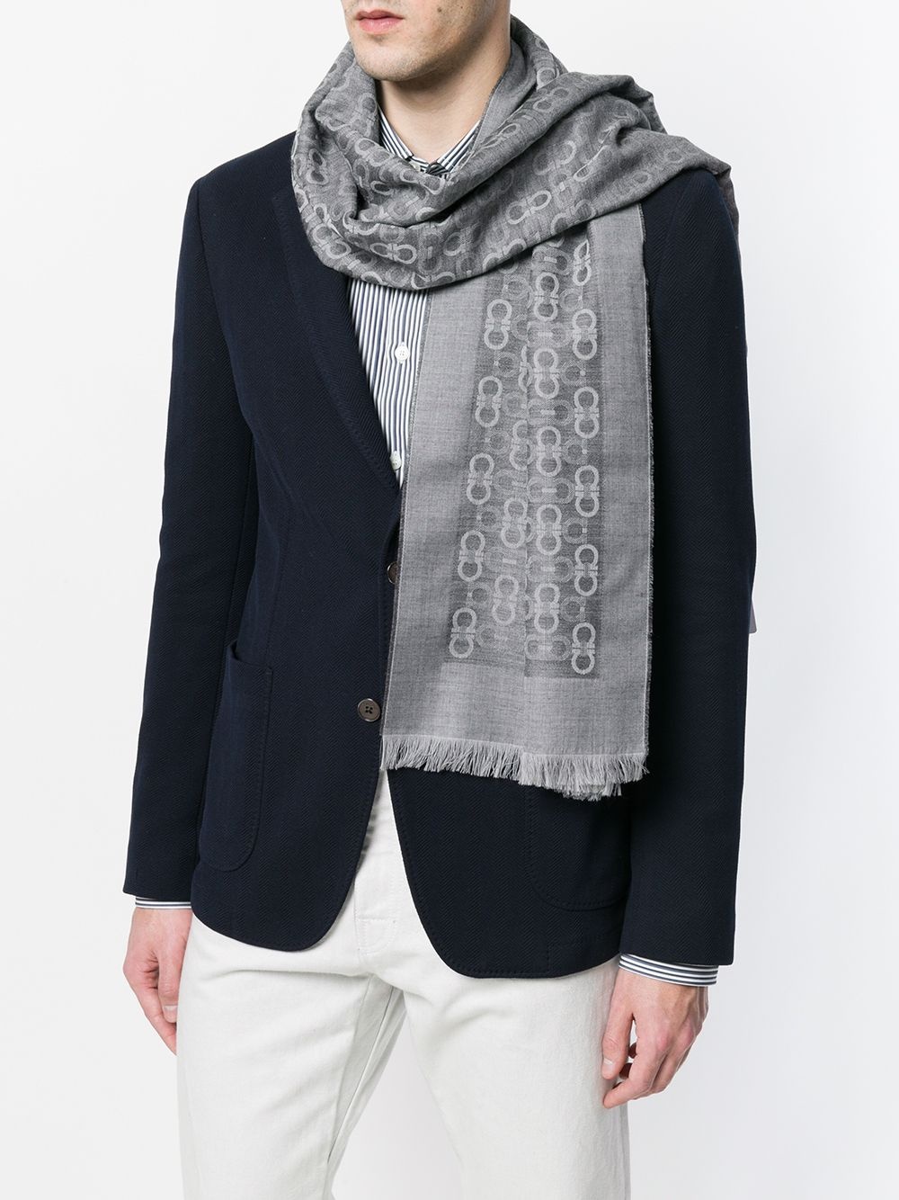 double Gancio frayed scarf - 2