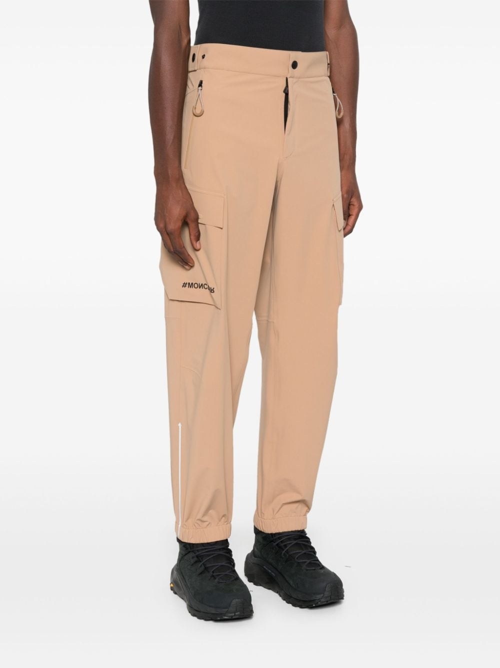 logo-lettering tapered trousers - 3