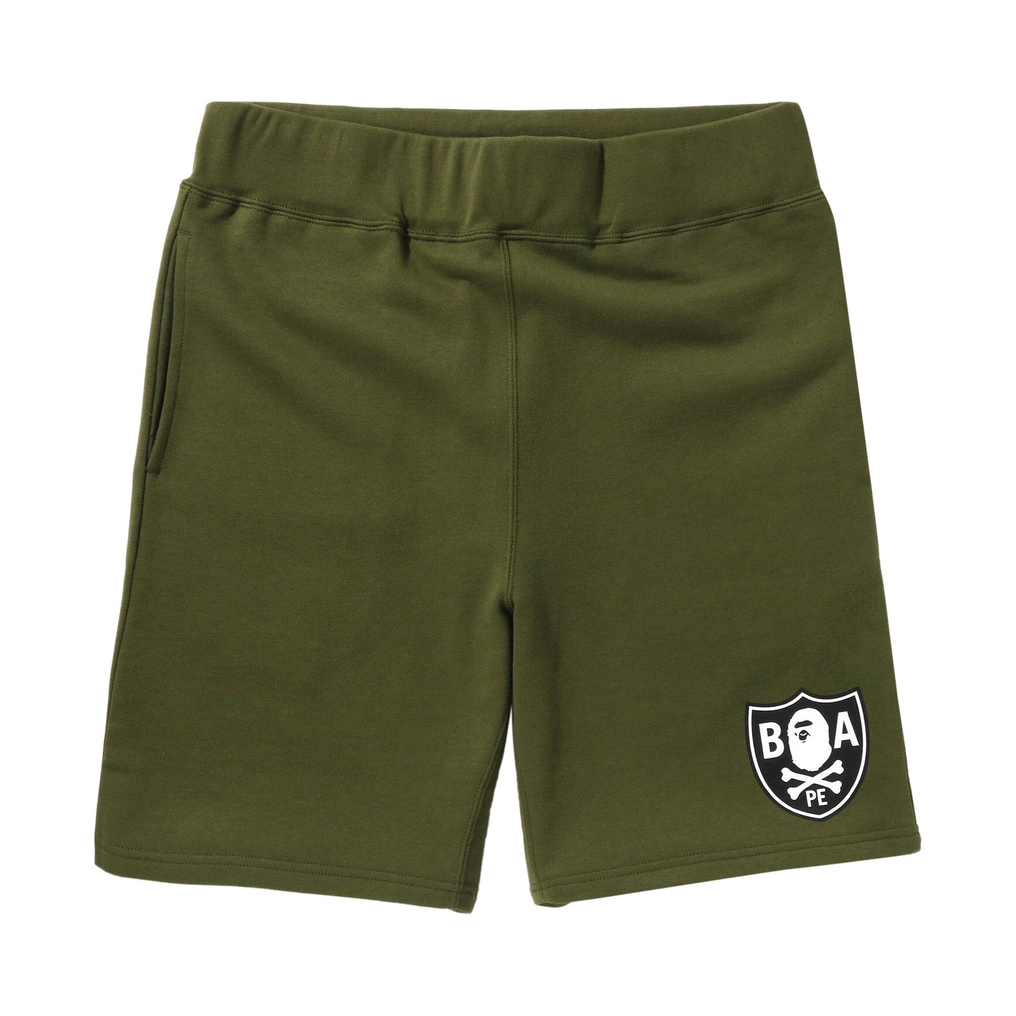 BAPE Color Ape Crossbone One Point Sweat Shorts 'Olive Green' - 1