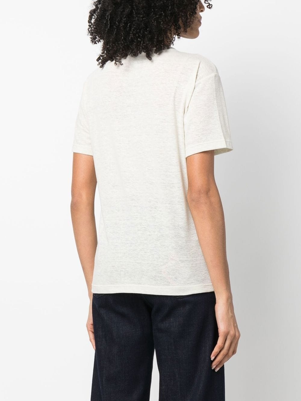 logo-print linen-blend T-shirt - 4