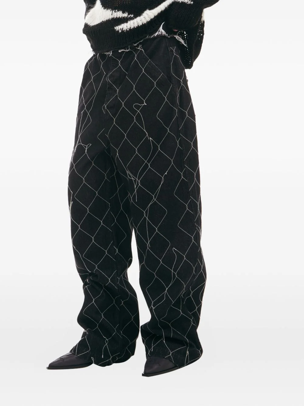 diamond-pattern jeans - 1