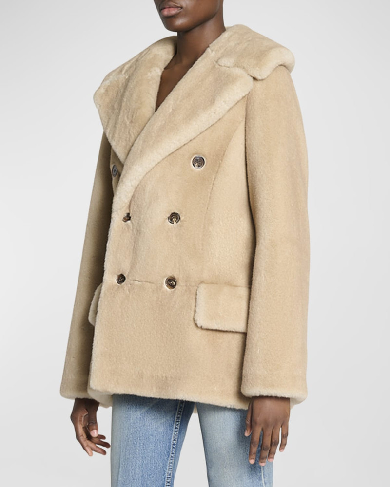 SAINT LAURENT Manteau Double-Breasted Faux Fur Jacket outlook