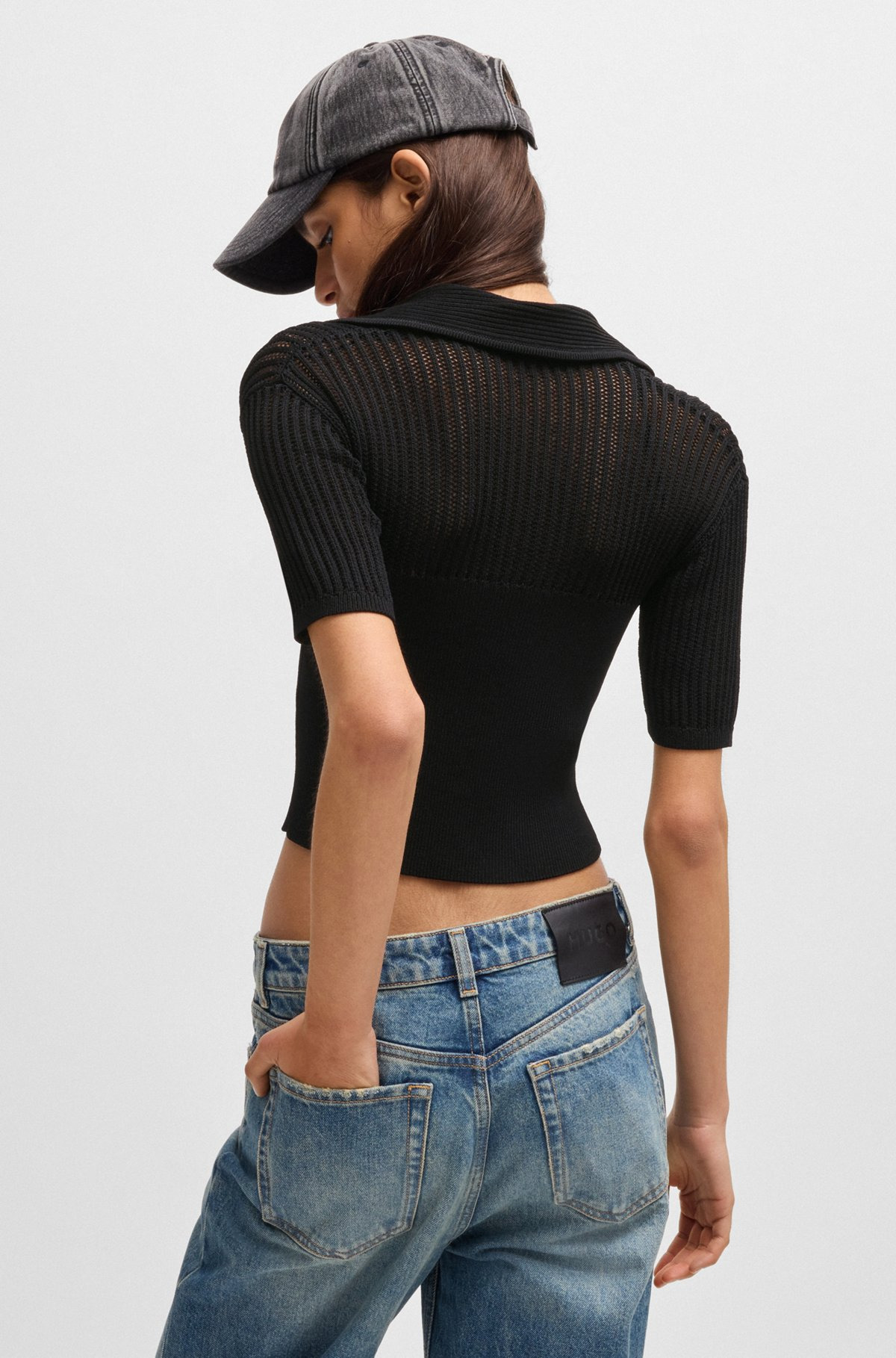 CROPPED CARDIGAN WITH SHEER CROCHET STRUCTURE - 4