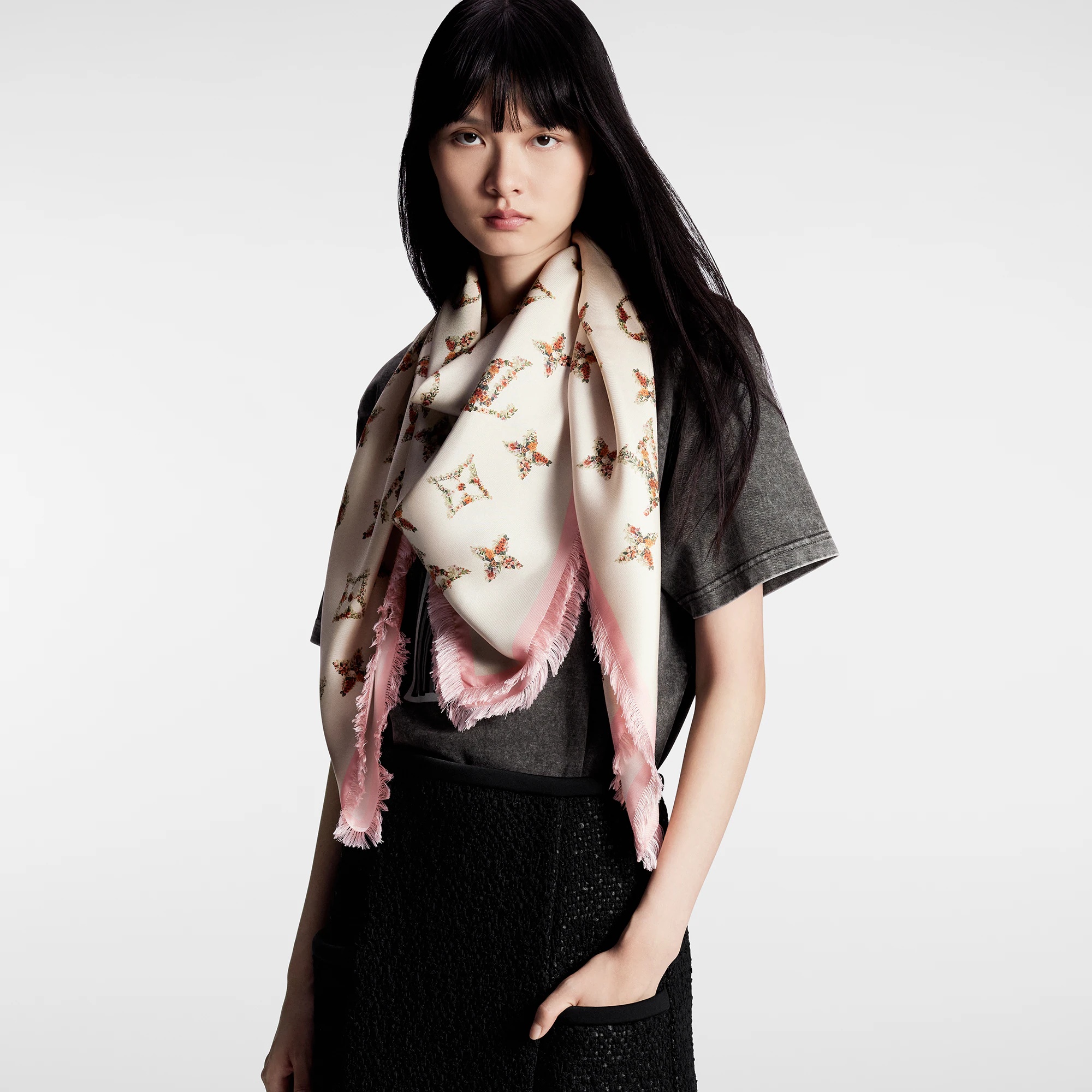 Monogram Flowers Shawl - 4