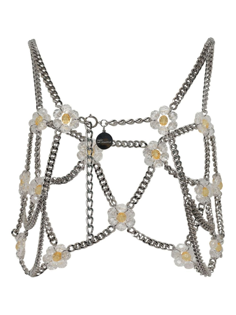 Noir Kei Ninomiya floral-embellished chain-link vest outlook