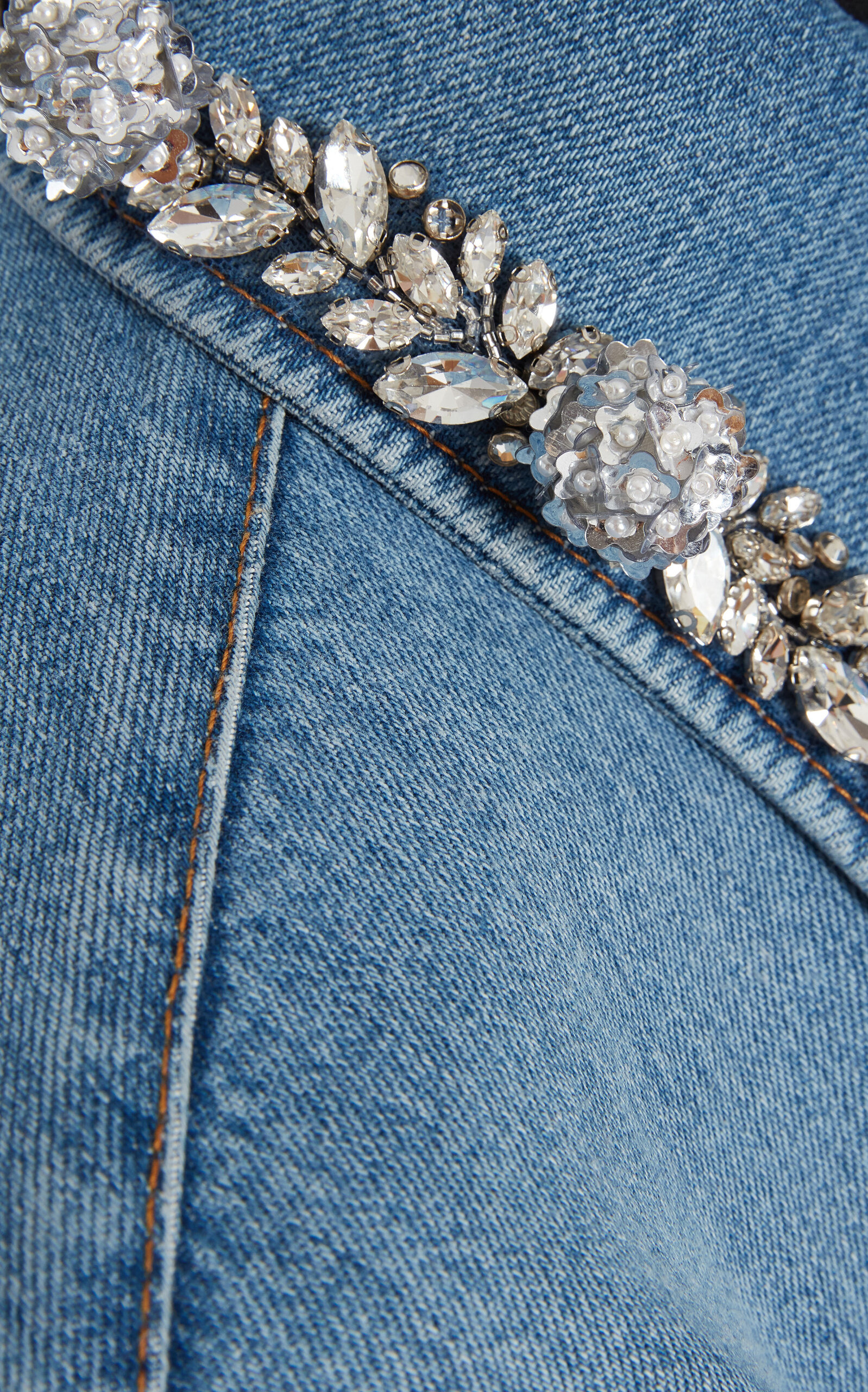 Short Cocoon Embellished Denim Shirt blue - 5