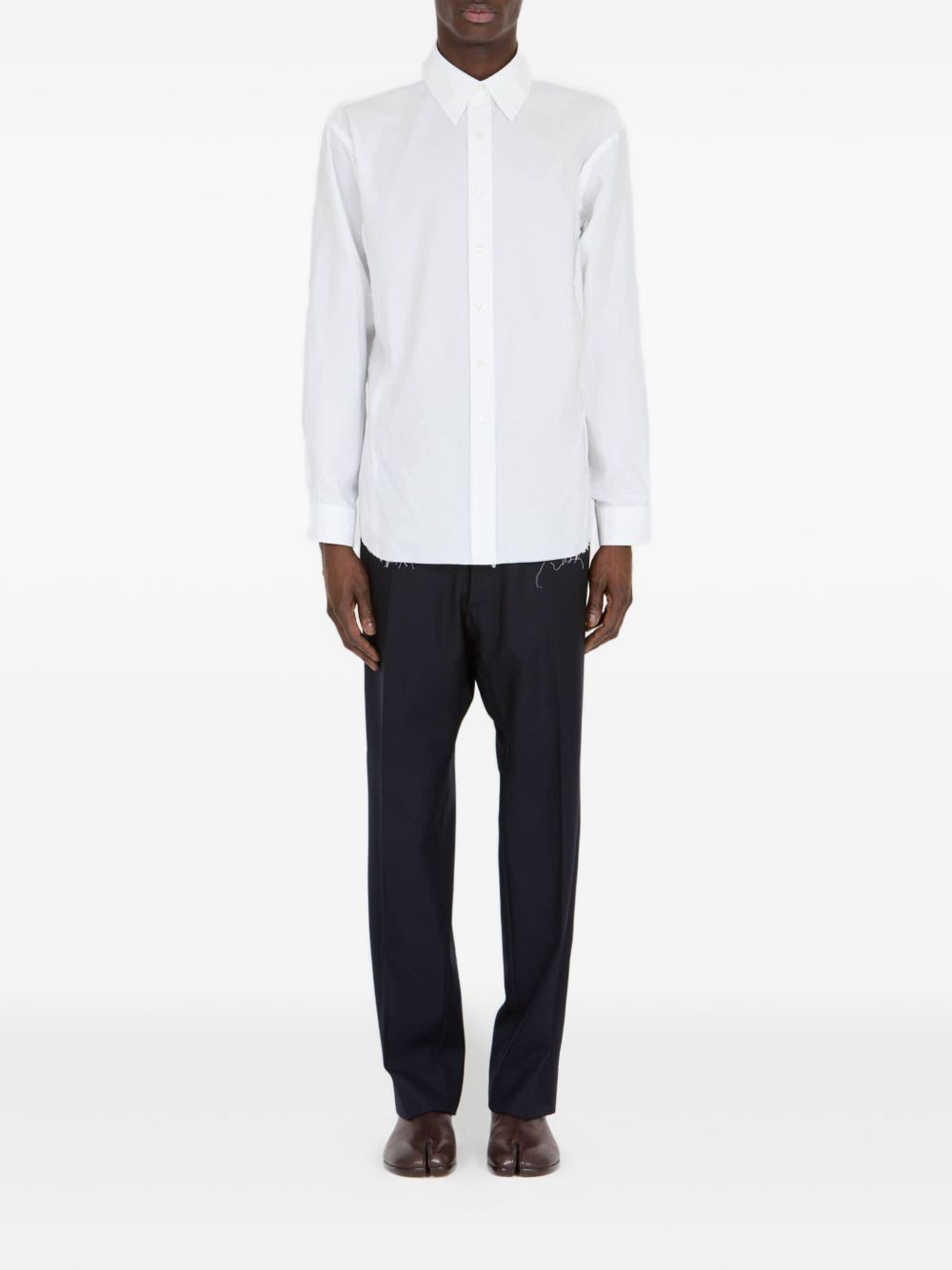 long-sleeved frayed-hem shirt - 2