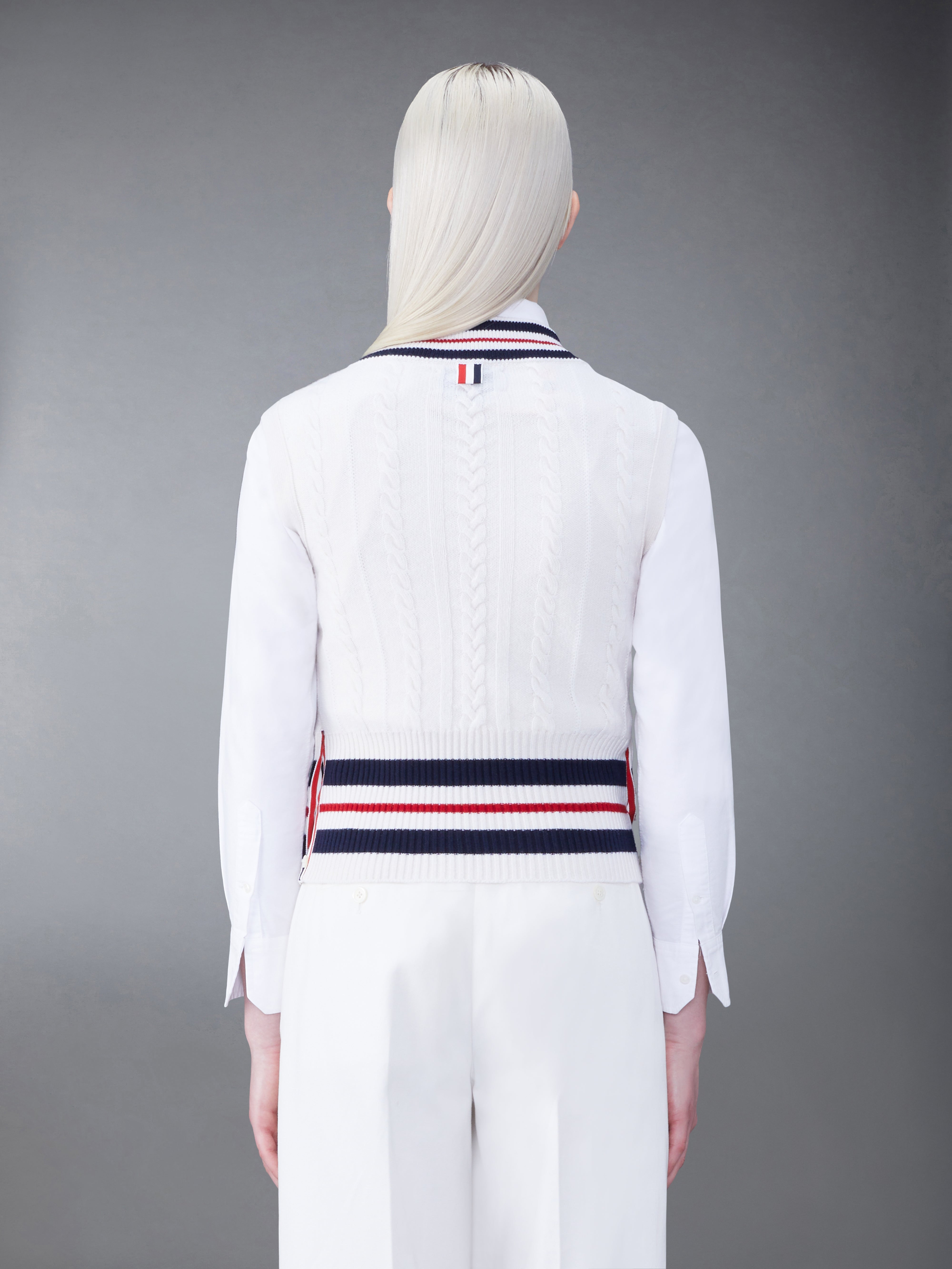 Cashmere Cable V-Neck Vest - 2